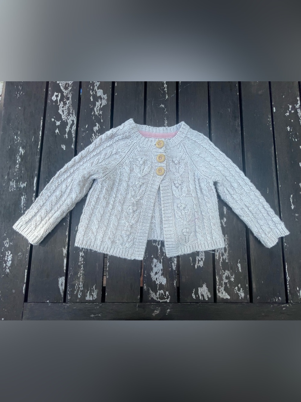 Mini Boden Girls Cable Knit Sweater 3–4 Years Beige